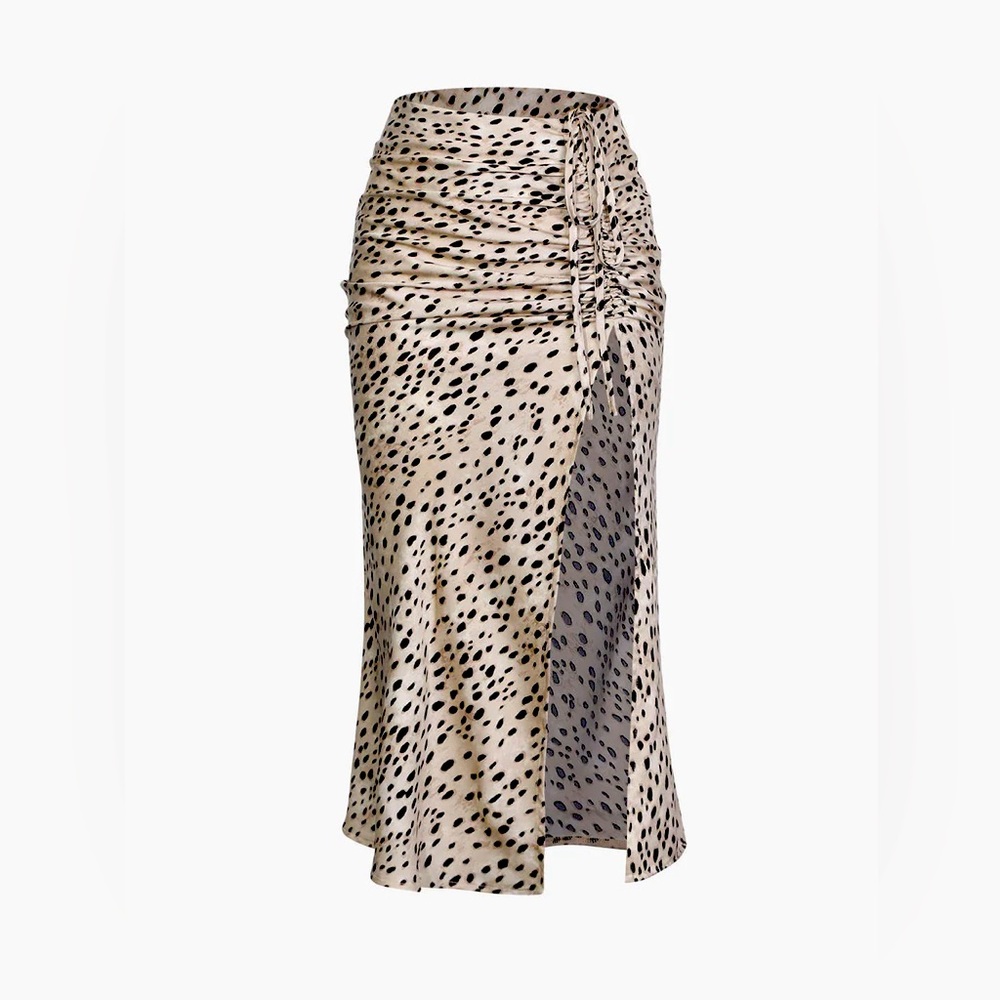 Micas Leopard Drawstring Slit Skirt NWOT